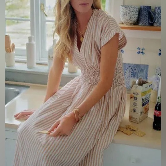 Mirth Granada Dress Bronze Stripe Print Tan White Color Womens size XSmall - Picture 1 of 14